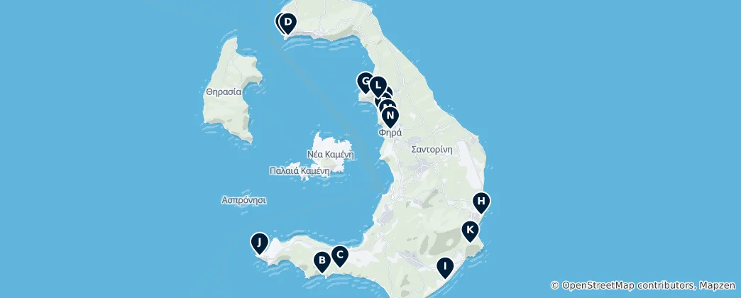 Mappa di Santorini's Absolute Must-Sees