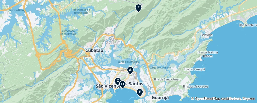 Mapa Best Viewpoints in Santos