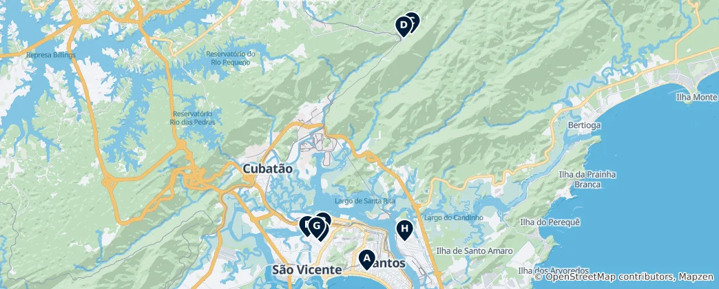 Map of Parks and Gardens in Santos