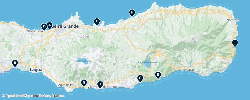 Map of Beautiful Beaches and Coasts