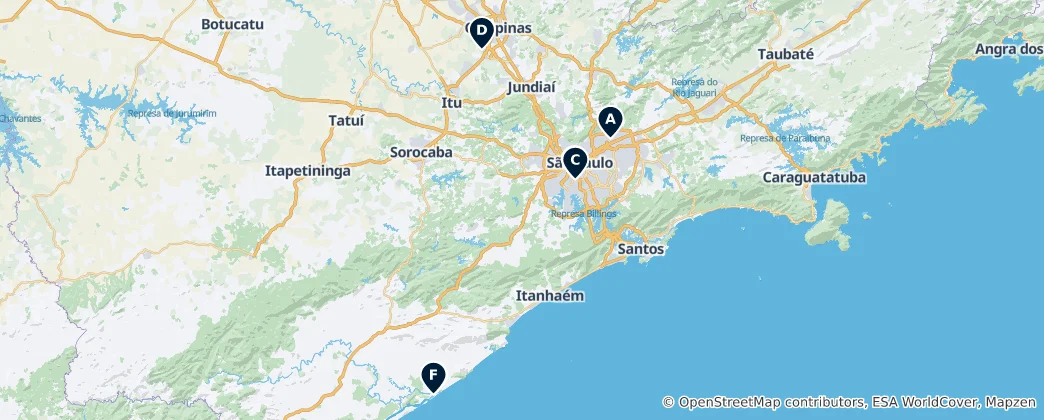 Mapa São Paulo Transport Hubs