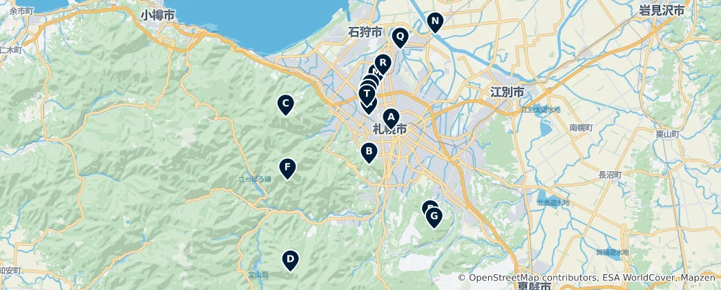 Mappa di Sapporo Viewpoints and Vistas