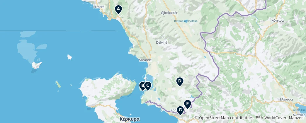 Map of Albanian Castles and Towers