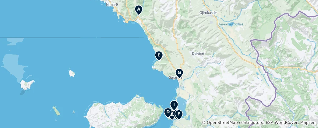 Mapa Sarandë's Absolute Essentials