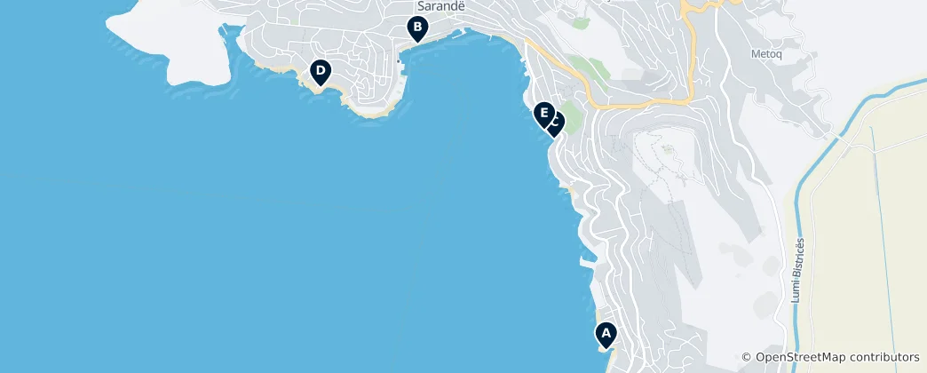 Map of Best Beaches in Saranda