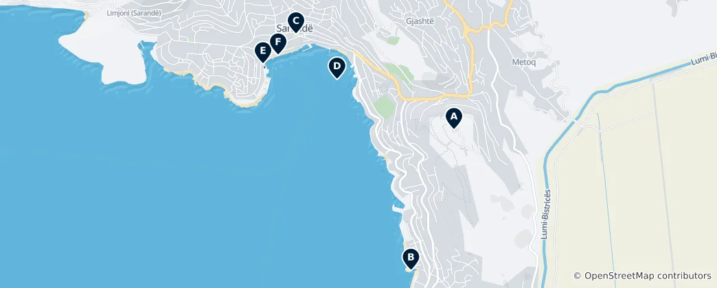 Map of Top Sights in Saranda