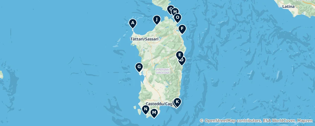 Map of Best Beaches in Sardinia