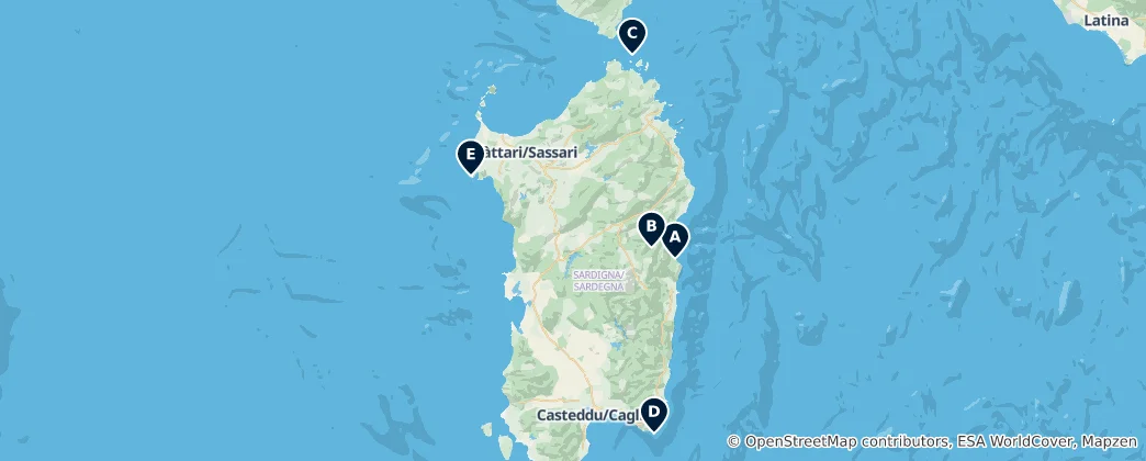 Mapa Editor's Choice: Sardinia
