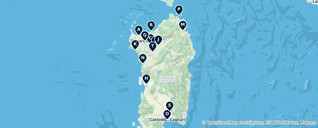 Mapa De Historic Churches of Sardinia