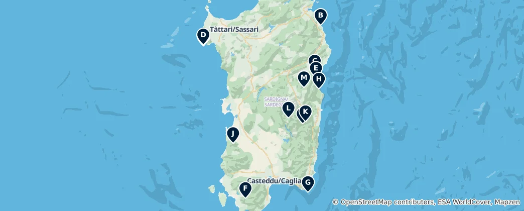 Mapa De Nature and Caves of Sardinia