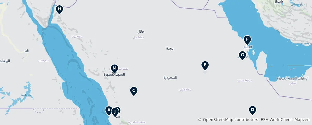 Map of Hidden Gems of Saudi Arabia