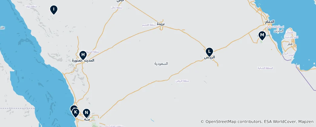 Map of Sacred Islamic Sites