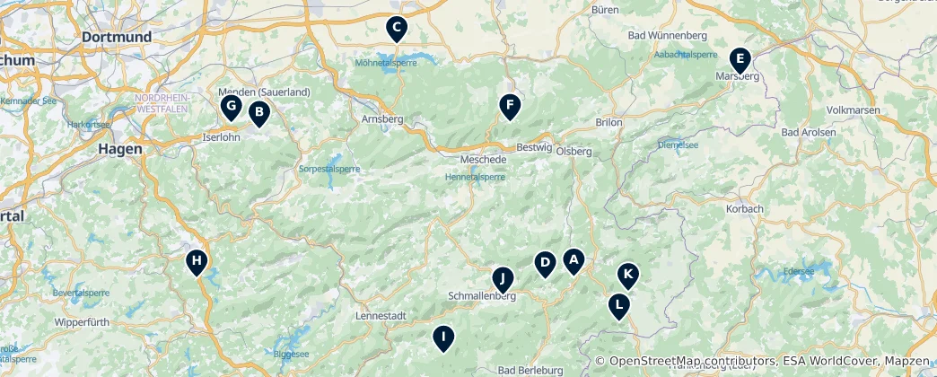 Map of Peaks and Observation Towers