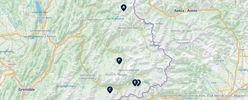 Karte von Alpine Huts