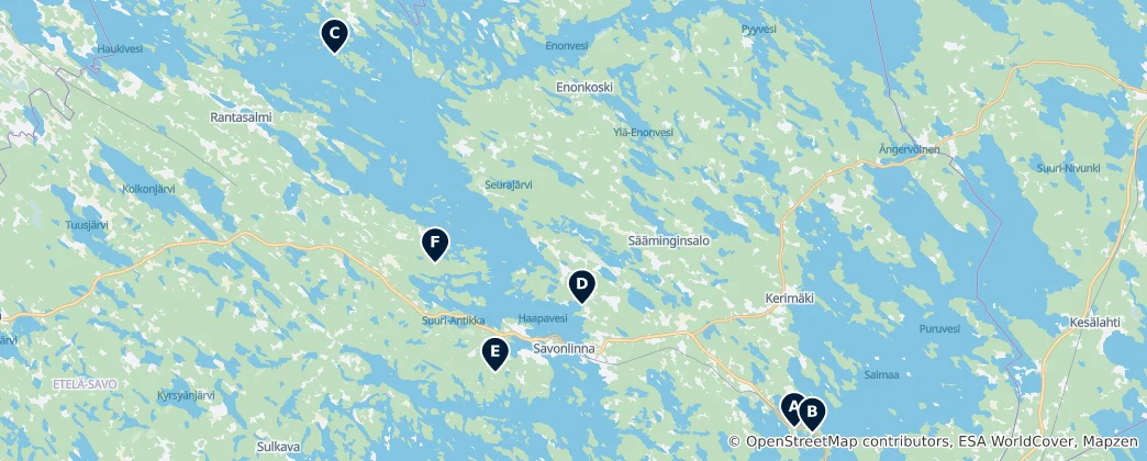 Karte von Savonlinna Region Highlights