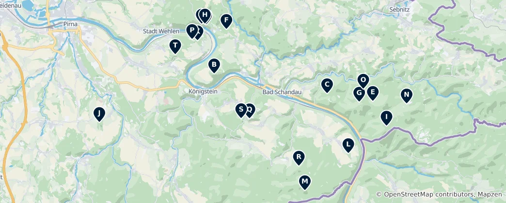 Mapa De Best Viewpoints in Saxon Switzerland