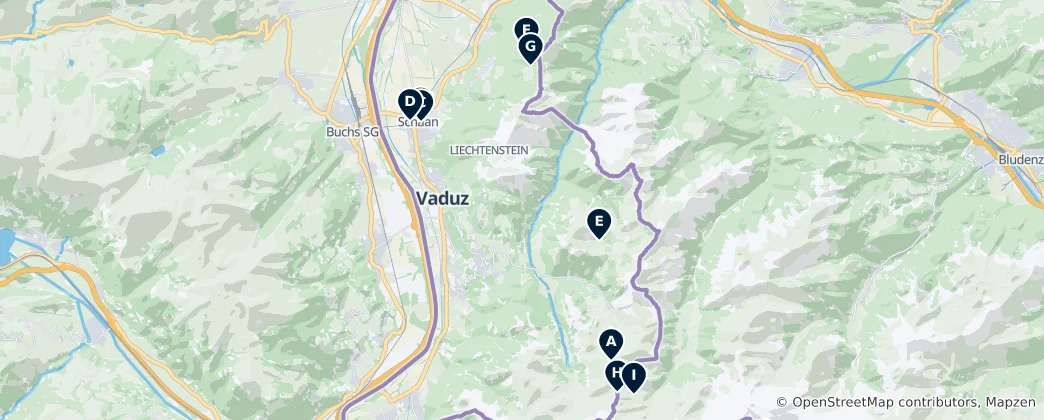 Mapa Schaan's Alpine & Cultural Essentials