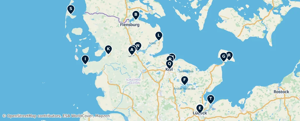 Historic Sites in Schleswig-Holstein — Carte