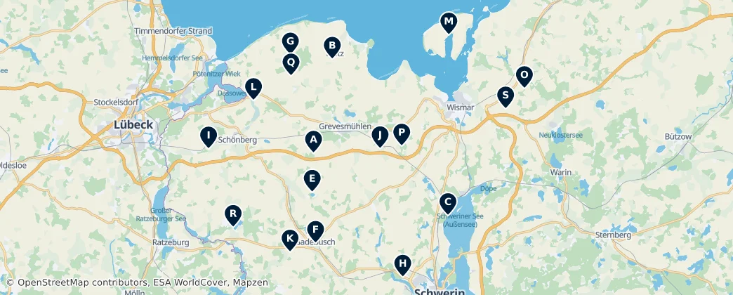 Mappa di Castles and Manor Houses of Schwerin