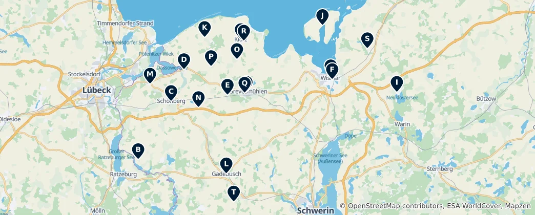 Mapa Schwerin Churches