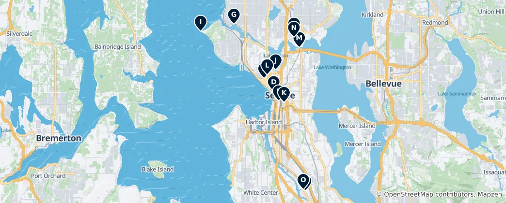 Mappa di Seattle Museums & Heritage