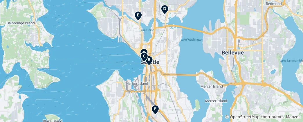 Mapa Seattle's Hidden Gems