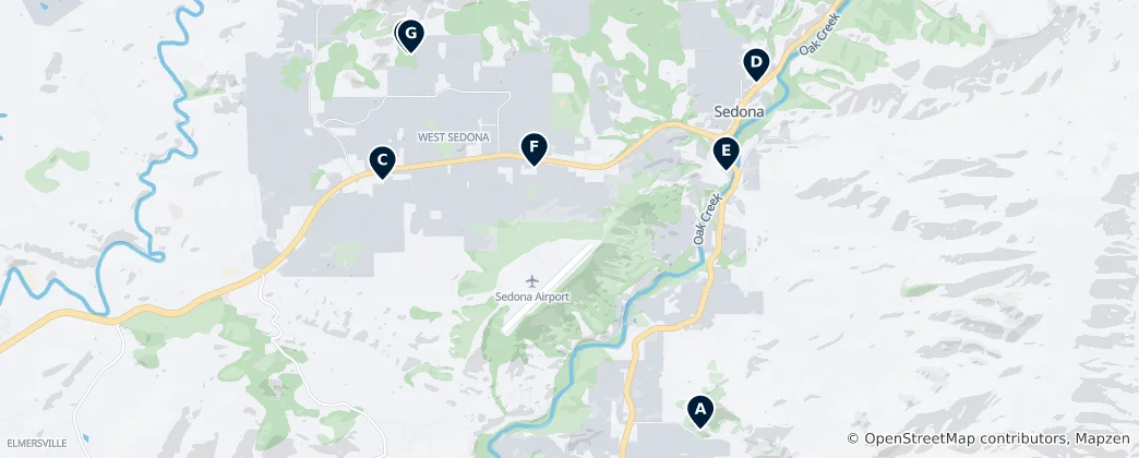 Mapa Sedona's Spiritual Sanctuaries