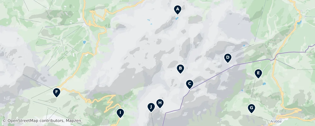 Alpine Refuges in the Dolomites – Mapa