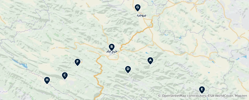 Mapa Lorestan Province Highlights