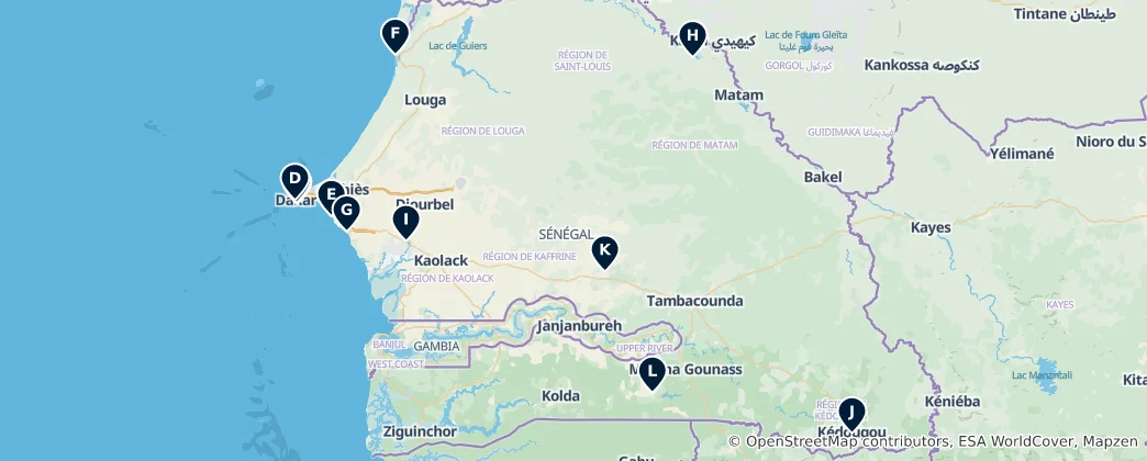 Mappa di Senegal's Spiritual Landmarks