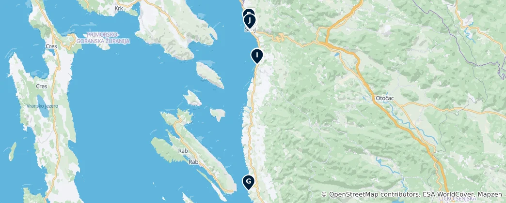 Mapa Grad Senj's Unmissable Treasures