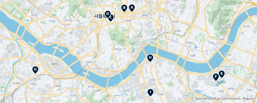Map of Seoul Shopping Destinations