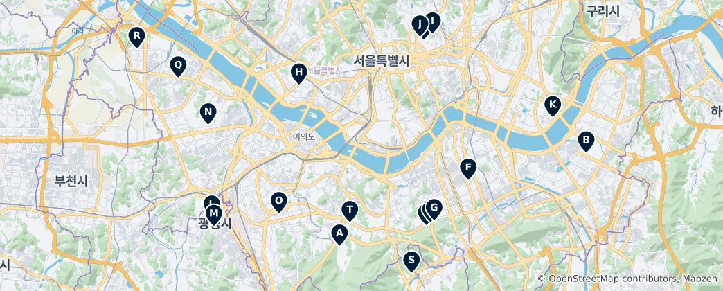 Mapa Seoul's Art & Culture Hubs