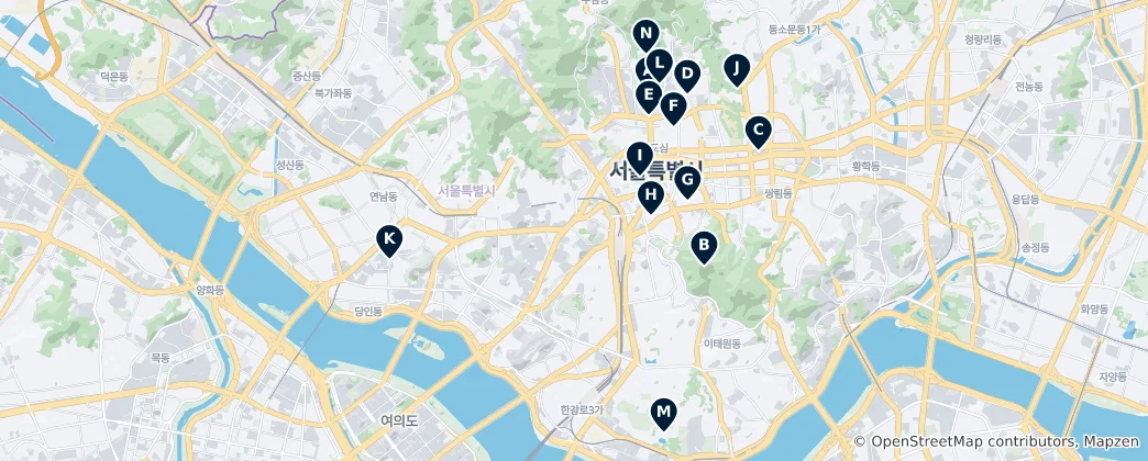Mapa Ikony Seulu, których nie można przegapić