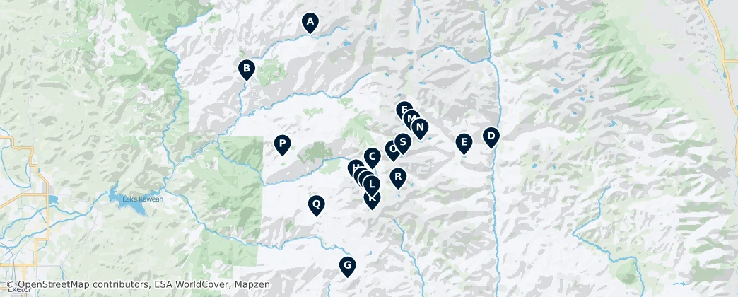 Map of Majestic Lakes and Waterfalls