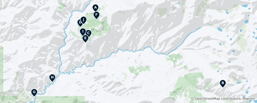 Mapa Najważniejsze atrakcje Parku Narodowego Sekwoi