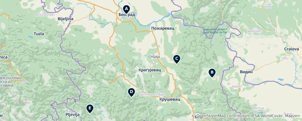 Map of Serbia's Historic Castles