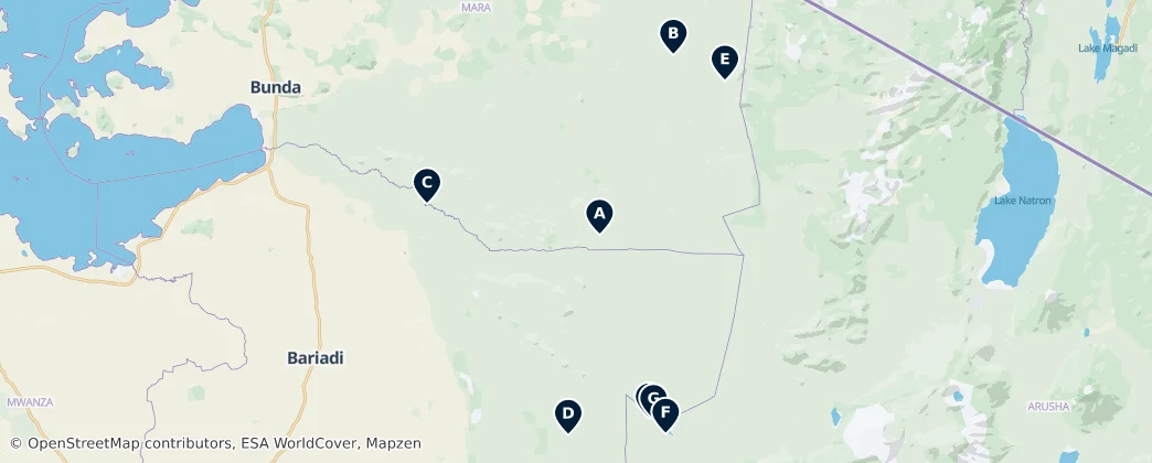 Serengeti Safari Lodges — Map