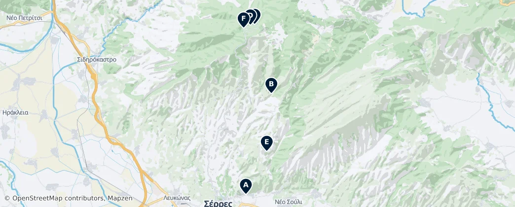 Map of Hidden Gems of Serres