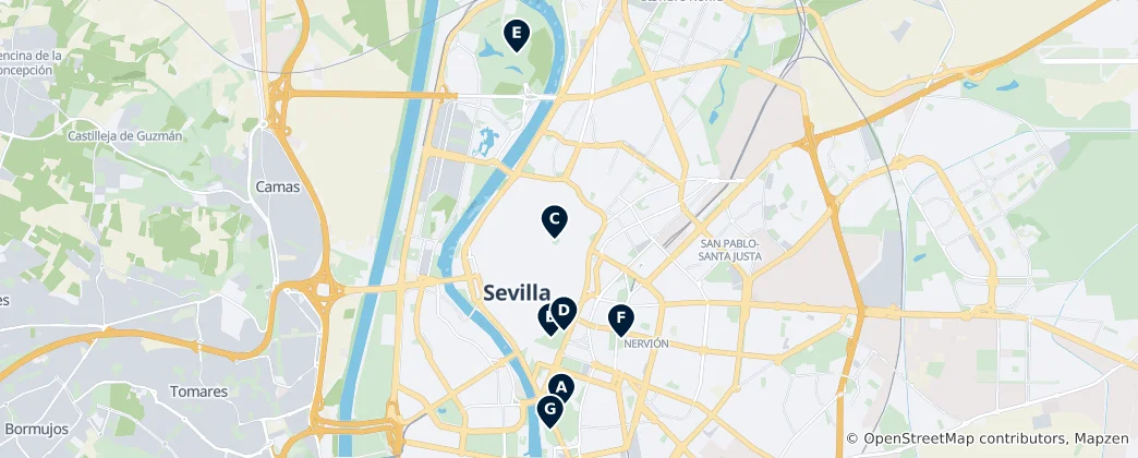 Map of Parks & Gardens of Seville