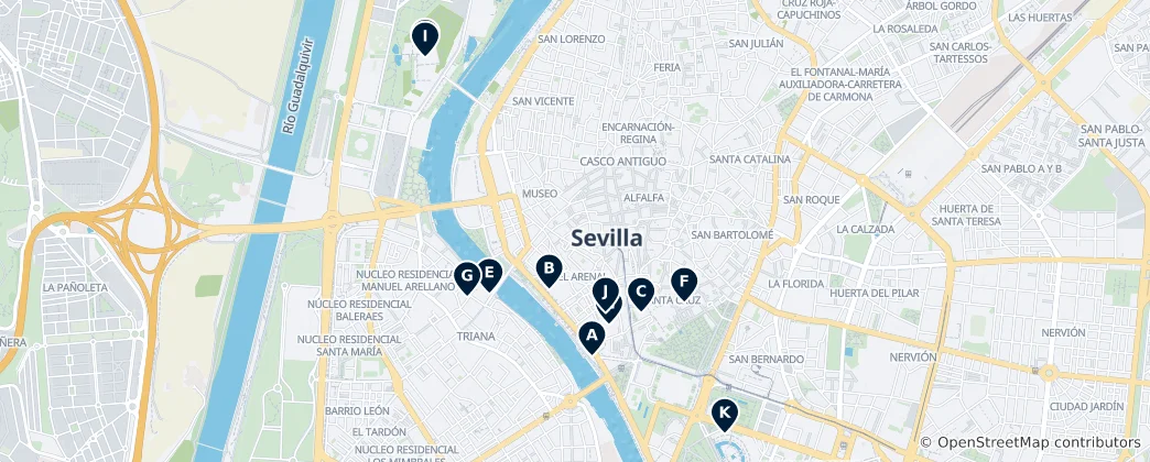 Mapa Muzea a galerie v Seville