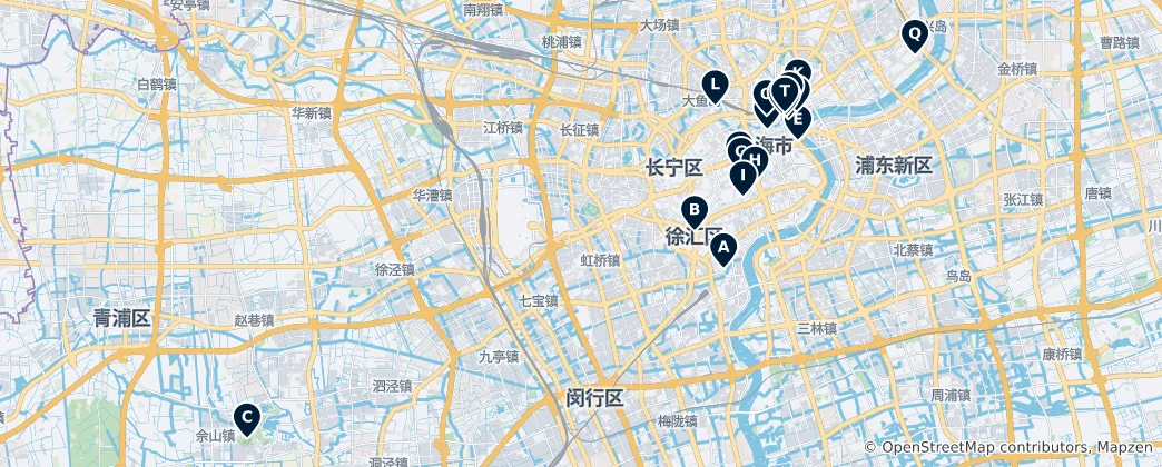 Mappa di Shanghai Heritage Highlights