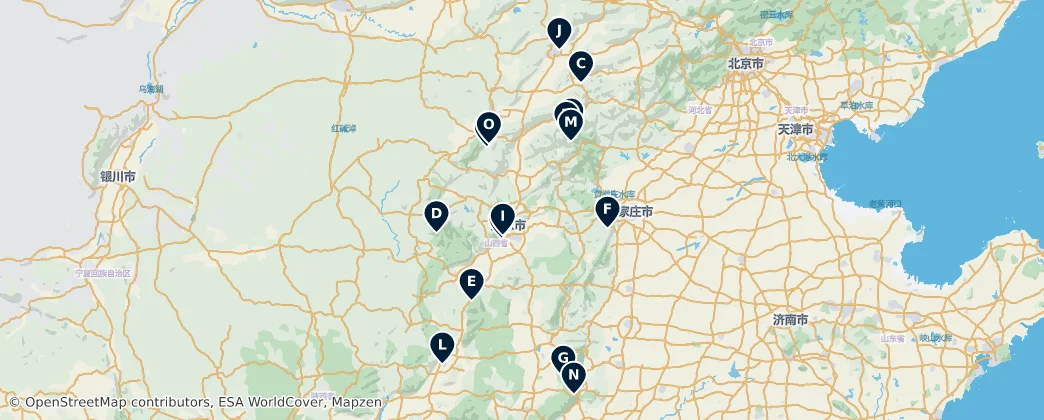 Map of Nature & Parks of Shanxi