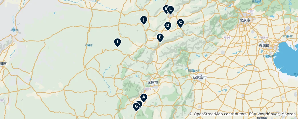 Mapa De Shanxi Ancient Walls & Heritage