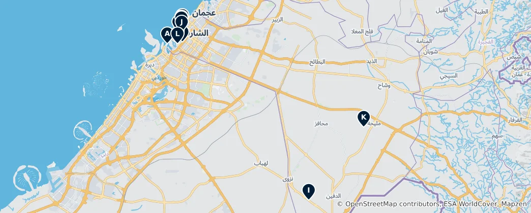 Mapa Absolutní nezbytnosti Sharjah