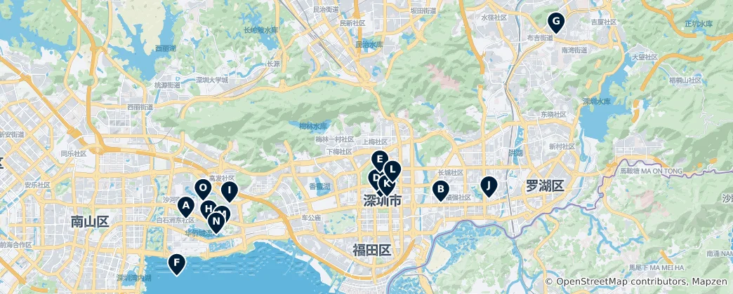Mapa Shenzhen Must-Sees