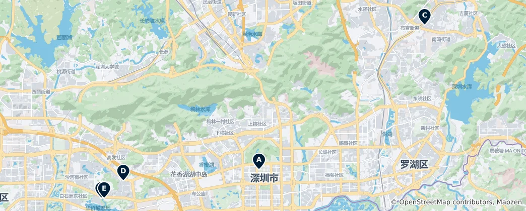 Mappa di Shenzhen's Hidden Gems