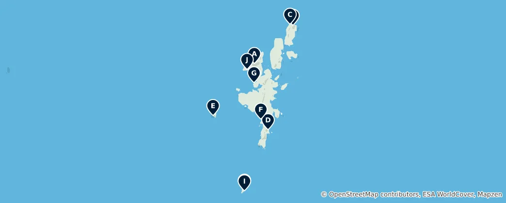 Mapa Scenic Viewpoints of Shetland
