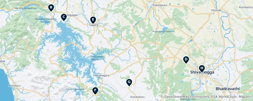 Map of Shimoga's Unmissable Gems