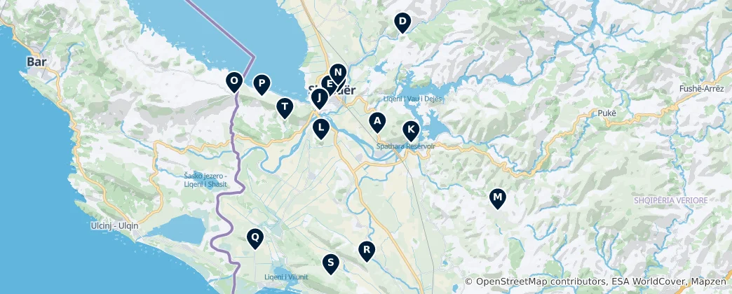 Mapa Albania's Historic Sites